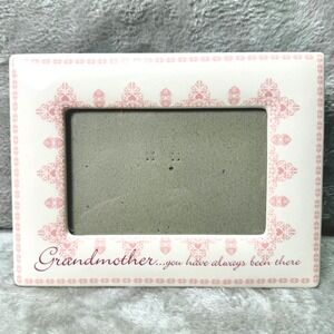 Russ Berrie Grandmother Ceramic Picture Frame Pink Heart Filigree Approx 4x6